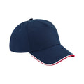 French Navy-Classic Red-White - Front - Beechfield Authentic Piped 5 Panel Cap