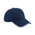French Navy-White - Front - Beechfield Authentic Piped 5 Panel Cap
