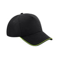 Black-Lime Green - Front - Beechfield Authentic Piped 5 Panel Cap