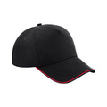 Black-Classic Red - Front - Beechfield Authentic Piped 5 Panel Cap