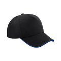 Black-Bright Royal - Front - Beechfield Authentic Piped 5 Panel Cap