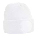 White - Front - Beechfield Circular Patch Beanie