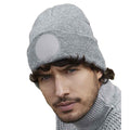 Heather Grey - Side - Beechfield Circular Patch Beanie