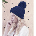 Navy - Back - Beechfield Cable Knit Melange Beanie