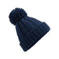 Navy - Front - Beechfield Cable Knit Melange Beanie