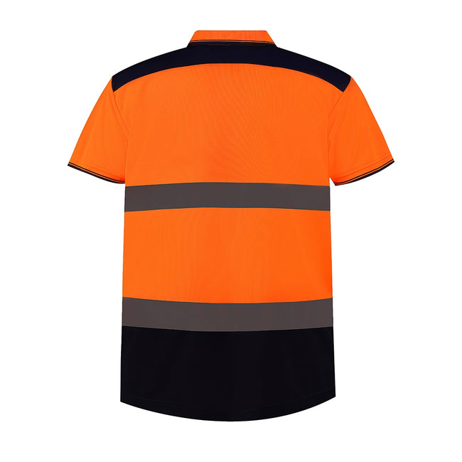Orange-Navy - Back - Yoko Adults Unisex Two Tone Short Sleeve Polo Shirt