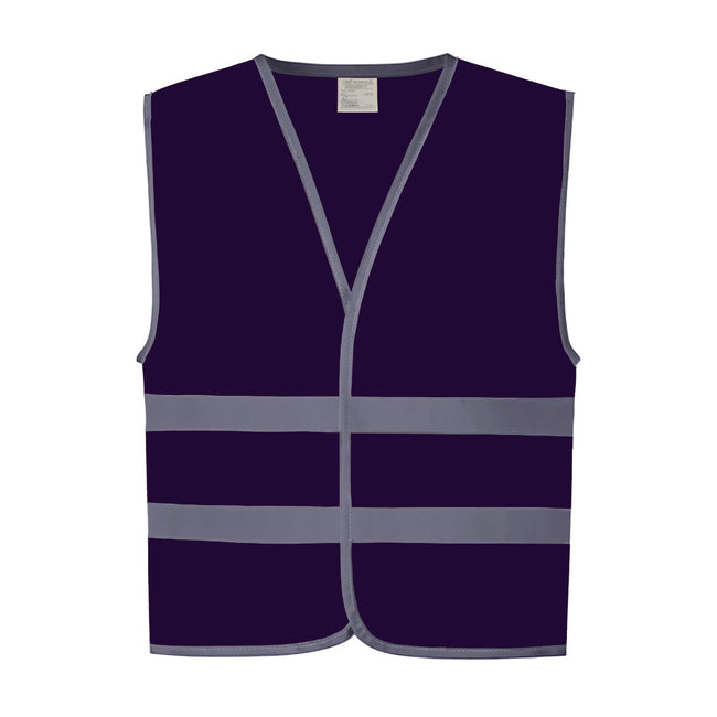 Purple - Front - Yoko Childrens-Kids Hi-Vis Two Band Waistcoat