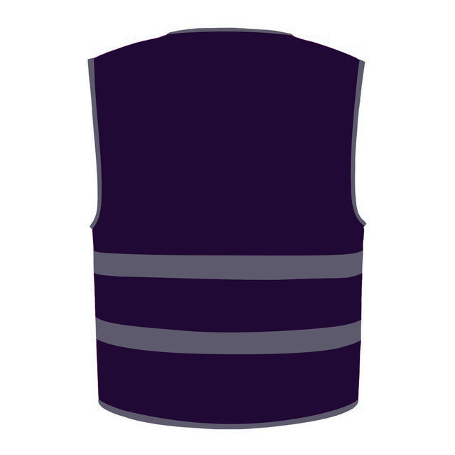 Purple - Back - Yoko Childrens-Kids Hi-Vis Two Band Waistcoat