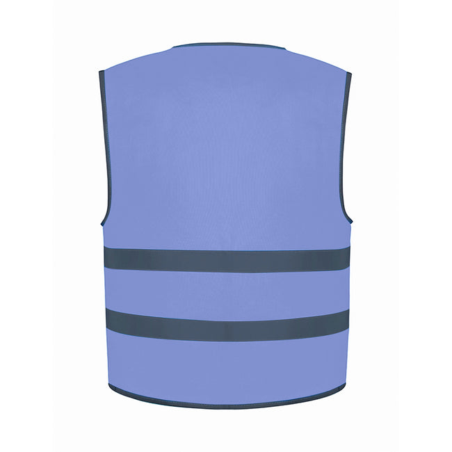 Sky Blue - Back - Yoko Childrens-Kids Hi-Vis Two Band Waistcoat