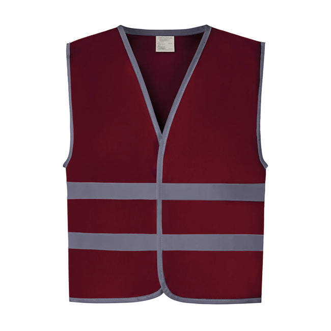 Maroon - Front - Yoko Childrens-Kids Hi-Vis Two Band Waistcoat