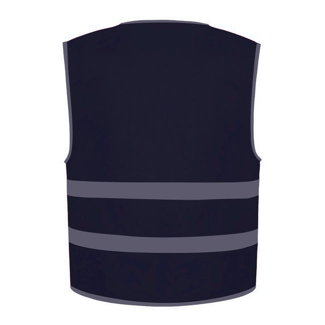 Navy - Back - Yoko Childrens-Kids Hi-Vis Two Band Waistcoat
