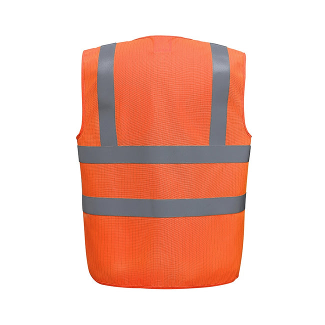Orange - Back - Yoko Hi-Vis Anti-Static Flame Retardant Waistcoat
