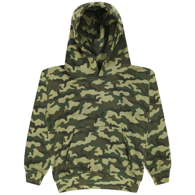 Green Camo - Front - AWDis Childrens-Kids Camo Hoodie
