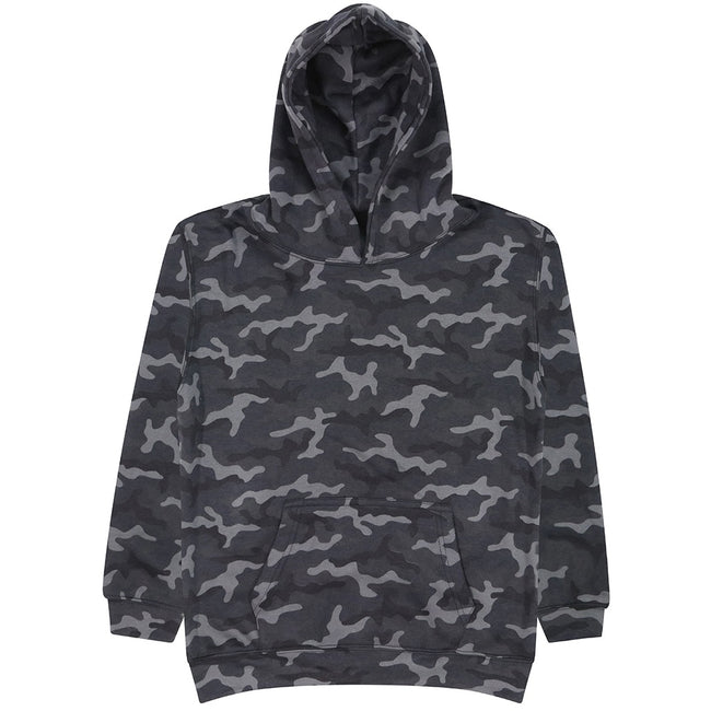 Black Camo - Front - AWDis Childrens-Kids Camo Hoodie