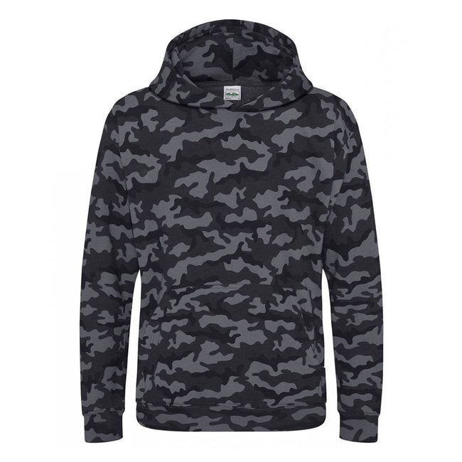 Black Camo - Front - AWDis Childrens-Kids Camo Hoodie