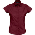 Medium Burgundy - Front - SOLS Womens-Ladies Excess Short Sleeve Fitted Work Shirt