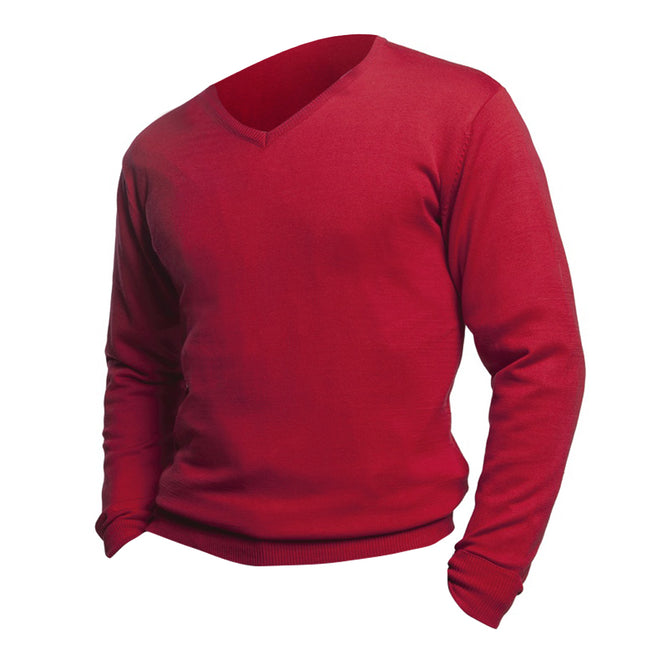 Red - Lifestyle - SOLS Mens Galaxy V Neck Sweater