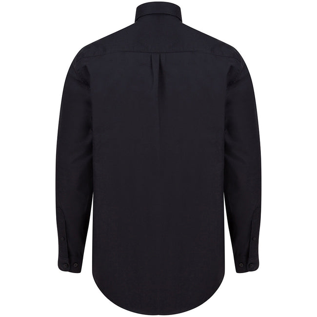 Black - Back - Henbury Mens Modern Long Sleeve Classic Fit Oxford Shirt