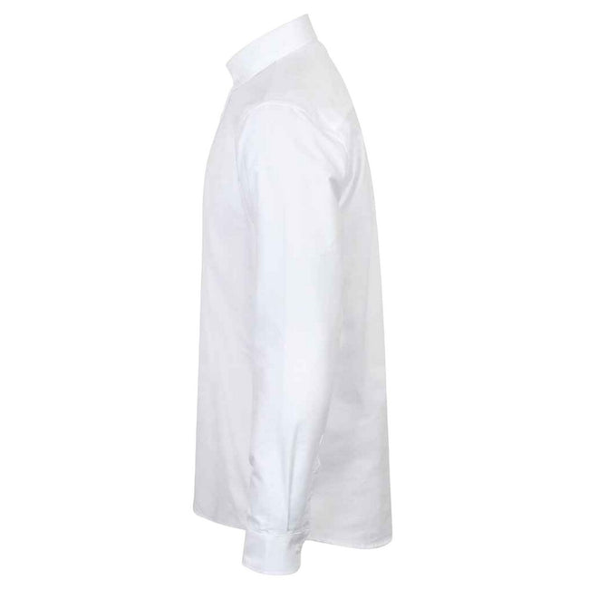 White - Side - Henbury Mens Modern Long Sleeve Classic Fit Oxford Shirt