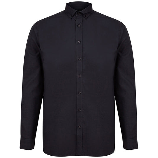 Black - Front - Henbury Mens Modern Long Sleeve Classic Fit Oxford Shirt
