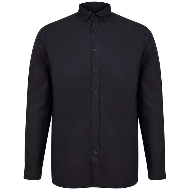Black - Front - Henbury Mens Modern Long Sleeve Classic Fit Oxford Shirt