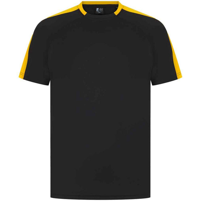 Black-Gold - Front - Finden and Hales Unisex Team T-Shirt