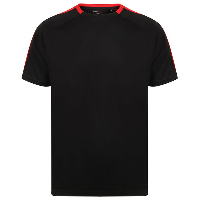 Black-Red - Front - Finden and Hales Unisex Team T-Shirt
