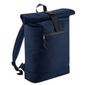 Navy - Front - BagBase Unisex Recycled Roll-Top Backpack
