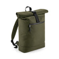 Military Green - Front - BagBase Unisex Recycled Roll-Top Backpack
