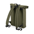 Military Green - Back - BagBase Unisex Recycled Roll-Top Backpack