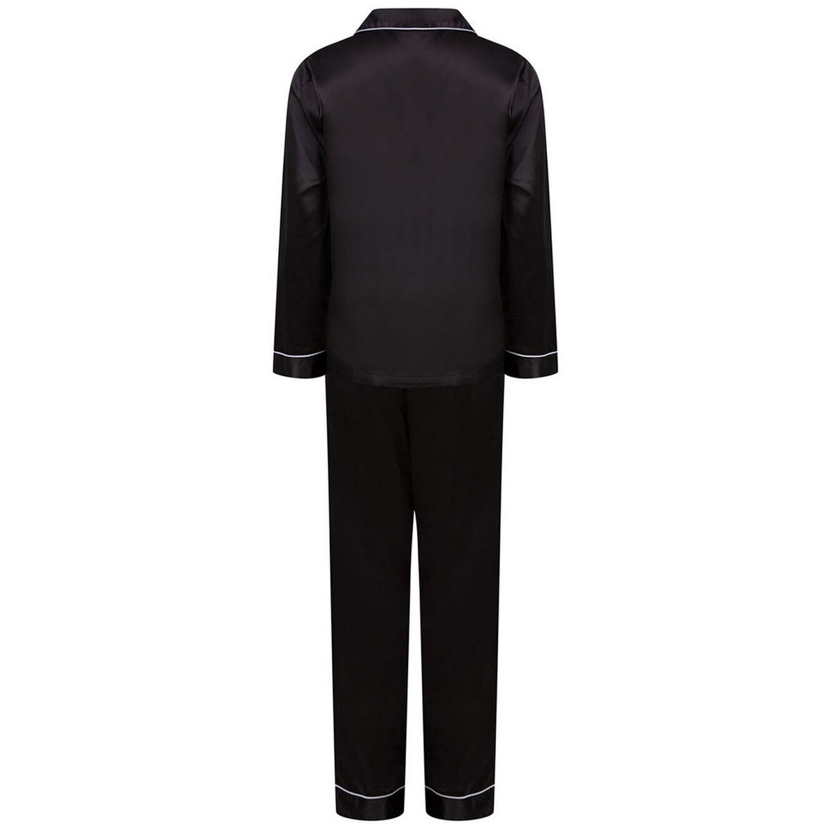 Black - Back - Towel City Womens-Ladies Satin Long PJ Set