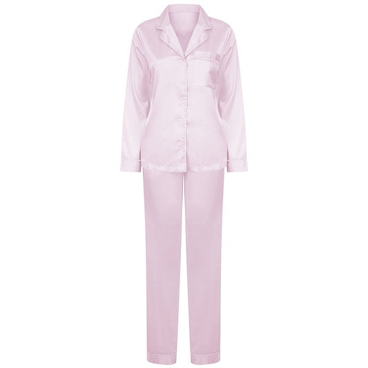 Light Pink - Front - Towel City Womens-Ladies Satin Long PJ Set