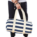 Natural-Navy - Back - Westford Mill Unisex Nautical Barrel Bag