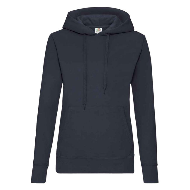 Deep Navy - Front - Fruit of the Loom Classic Lady Fit Hooded Sweatshirt