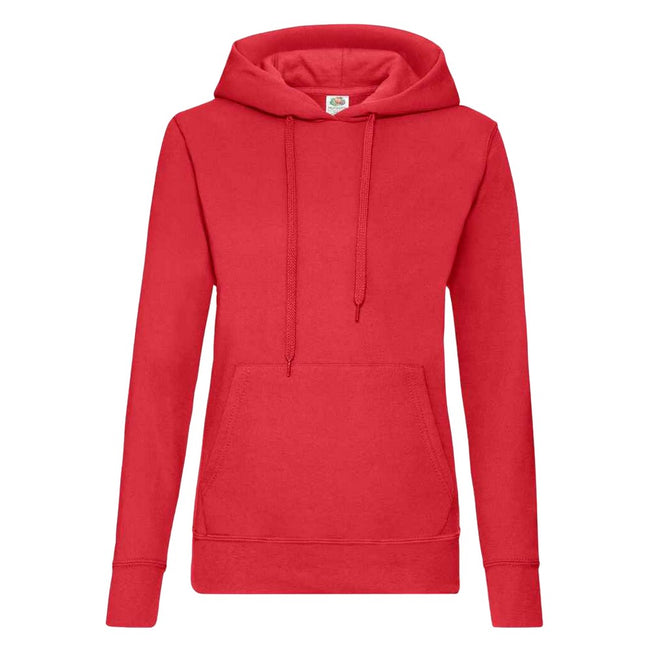 Red - Front - Fruit of the Loom Classic Lady Fit Hooded Sweatshirt