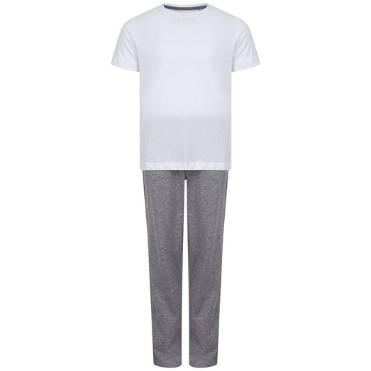 White-Heather Grey - Front - Towel City Girls Long Pyjamas
