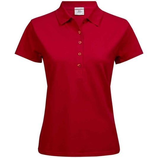Red - Front - Tee Jays Womens-Ladies Luxury Stretch Polo Shirt