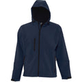 French Navy - Front - SOLS Mens Replay Hooded Soft Shell Jacket (Breathable, Windproof And Water Resistant)