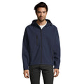 French Navy - Back - SOLS Mens Replay Hooded Soft Shell Jacket (Breathable, Windproof And Water Resistant)