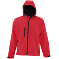 Pepper Red - Front - SOLS Mens Replay Hooded Soft Shell Jacket (Breathable, Windproof And Water Resistant)