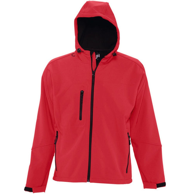Pepper Red - Front - SOLS Mens Replay Hooded Soft Shell Jacket (Breathable, Windproof And Water Resistant)