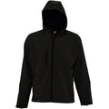 Black - Front - SOLS Mens Replay Hooded Soft Shell Jacket (Breathable, Windproof And Water Resistant)