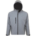 Grey Marl - Front - SOLS Mens Replay Hooded Soft Shell Jacket (Breathable, Windproof And Water Resistant)