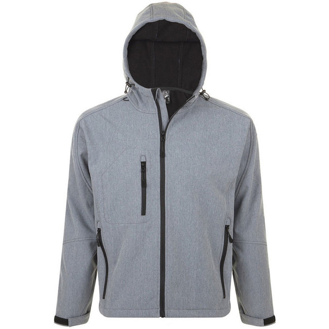 Grey Marl - Front - SOLS Mens Replay Hooded Soft Shell Jacket (Breathable, Windproof And Water Resistant)