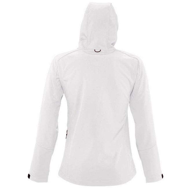 White - Side - SOLS Womens-Ladies Replay Hooded Soft Shell Jacket (Breathable, Windproof And Water Resistant)