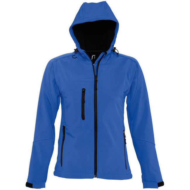 Royal Blue - Front - SOLS Womens-Ladies Replay Hooded Soft Shell Jacket (Breathable, Windproof And Water Resistant)