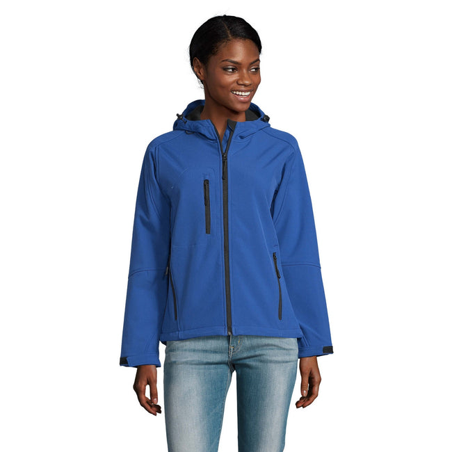 Royal Blue - Back - SOLS Womens-Ladies Replay Hooded Soft Shell Jacket (Breathable, Windproof And Water Resistant)