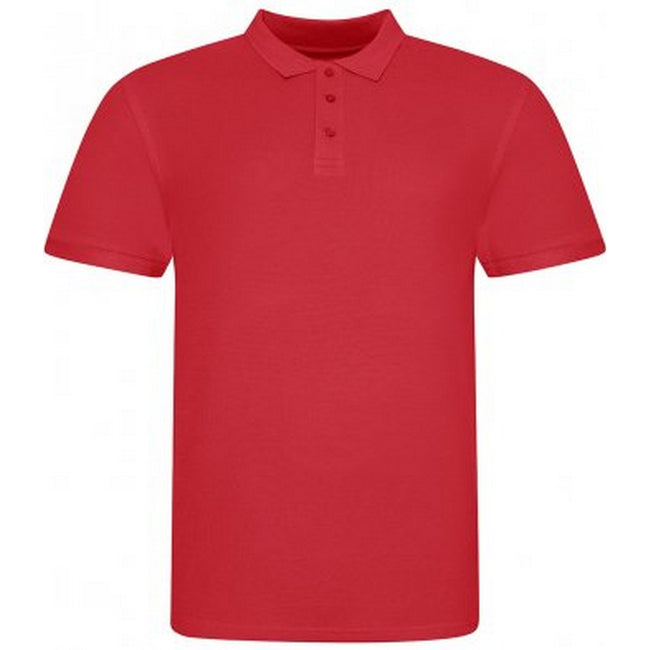 Fire - Front - Awdis Mens Piqu Cotton Short-Sleeved Polo Shirt