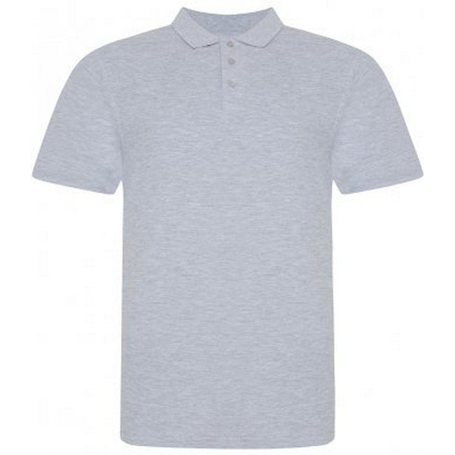Grey Heather - Front - Awdis Mens Piqu Cotton Short-Sleeved Polo Shirt