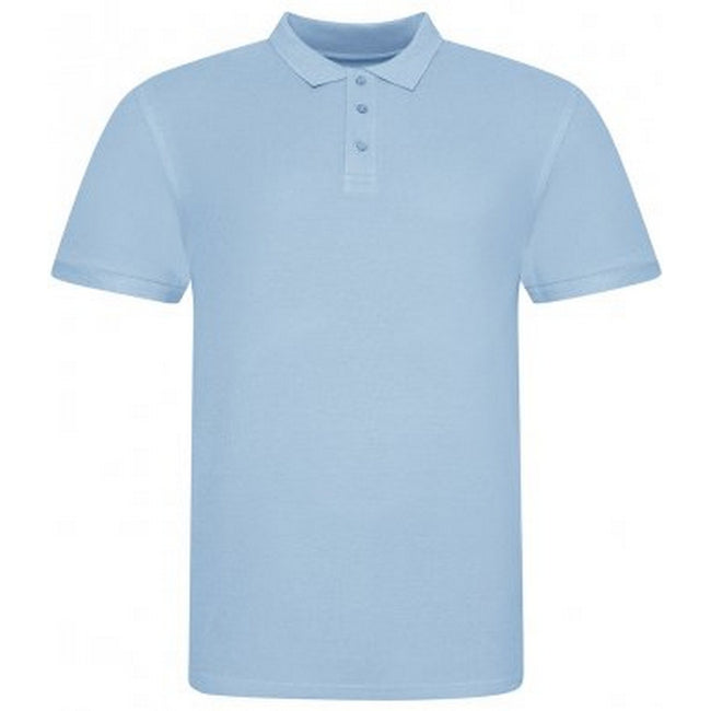 Sky Blue - Front - Awdis Mens Piqu Cotton Short-Sleeved Polo Shirt